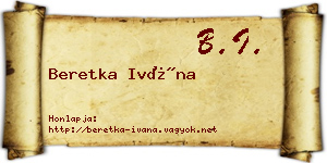 Beretka Ivána névjegykártya